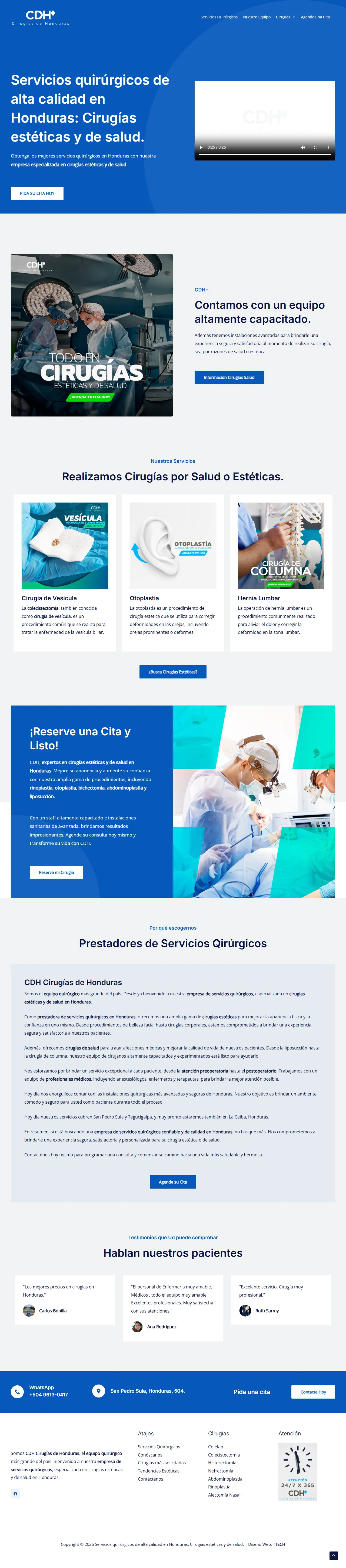 Diseño Web Médico - Cirugías de Honduras